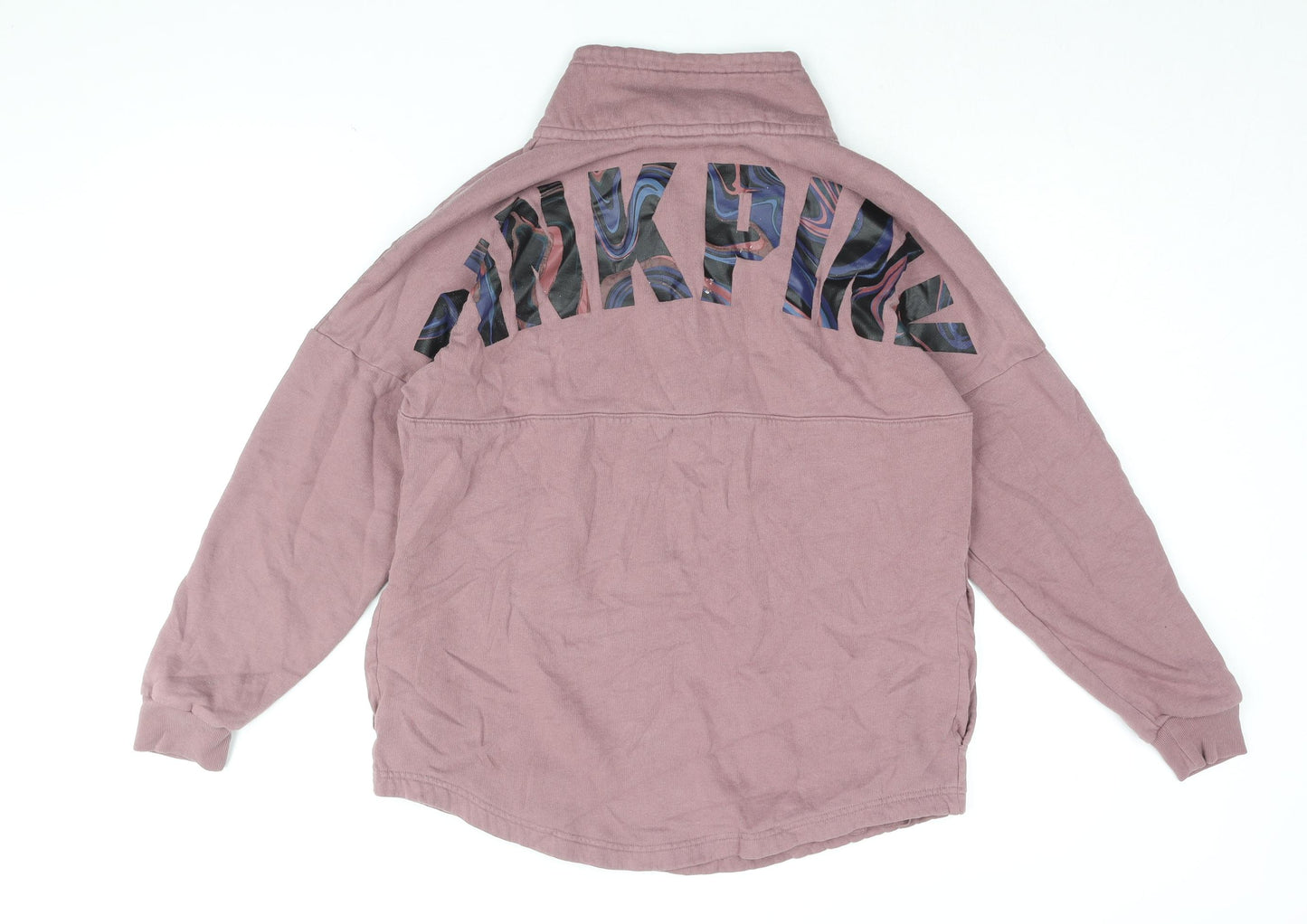 PINK Womens Pink Cotton Pullover Sweatshirt Size S Zip