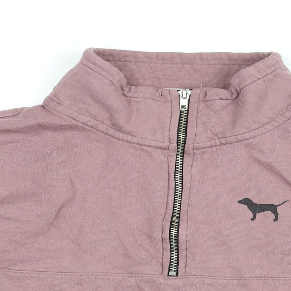 PINK Womens Pink Cotton Pullover Sweatshirt Size S Zip