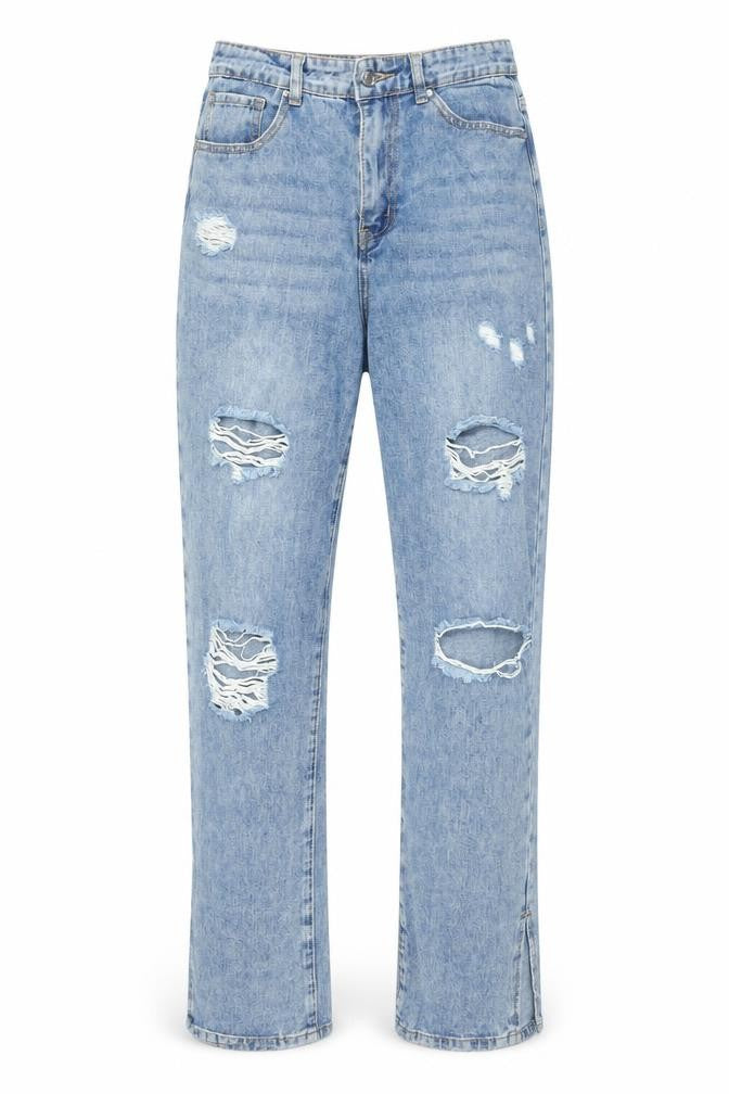 See See Paris Womens Blue Cotton Straight Jeans Size 12 L32 in Regular Zip