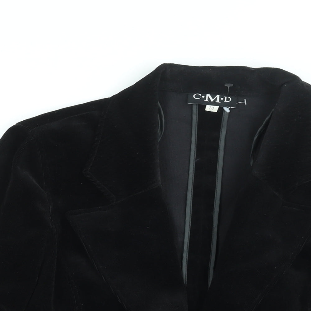 CMD Womens Black Jacket Blazer Size 14 Button