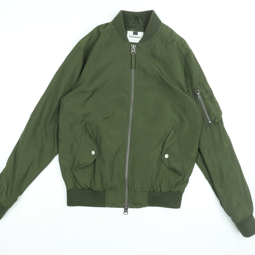 Topman Mens Green Bomber Jacket Jacket Size XS Zip