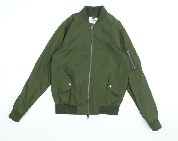 Topman Mens Green Bomber Jacket Jacket Size XS Zip