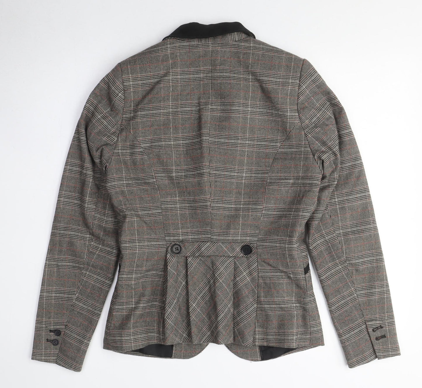 H&M Women's Grey Plaid Blazer, Size L, Tailored Fit