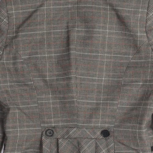 H&M Women's Grey Plaid Blazer, Size L, Tailored Fit