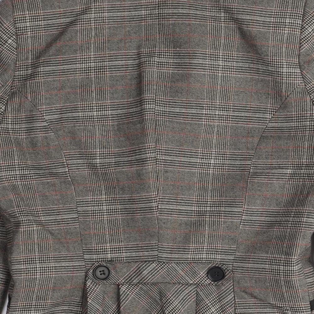 H&M Women's Grey Plaid Blazer, Size L, Tailored Fit