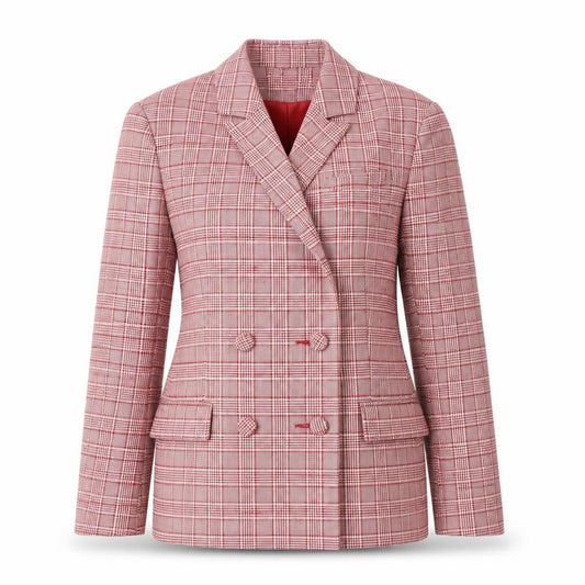 Front view of ASOS Women’s Red Plaid Double-Breasted Jacket UK 12