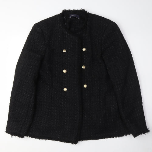 Marks and Spencer Black Wool Military Coat, Size 20