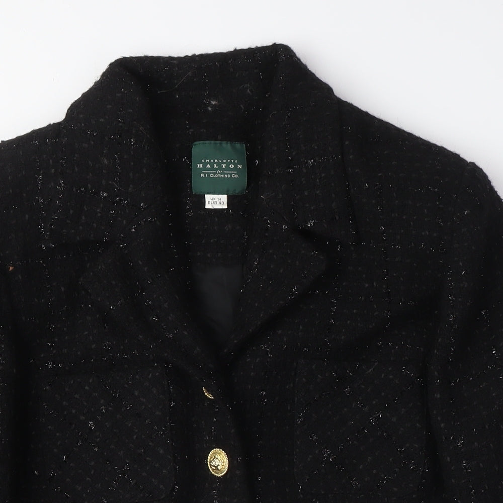 Charlotte Halton Women's Black Tweed Jacket UK 16