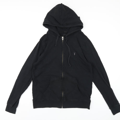 AllSaints Mens Black Cotton Full Zip Hoodie Size S