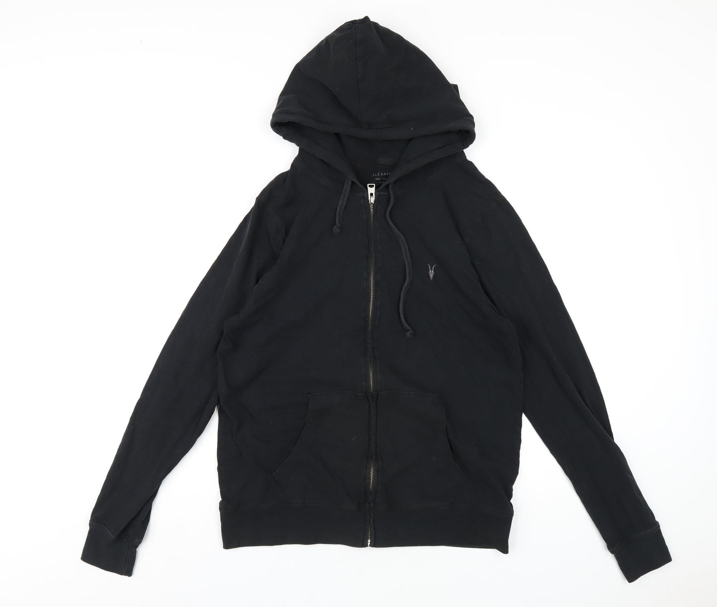 AllSaints Mens Black Cotton Full Zip Hoodie Size S