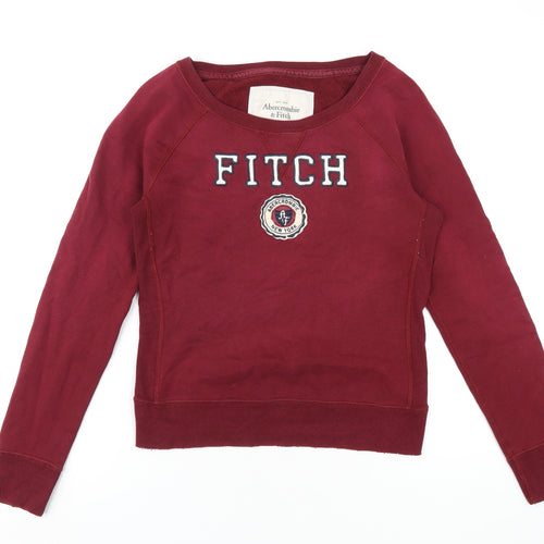 Abercrombie & Fitch Womens Red Cotton Pullover Sweatshirt Size M Pullover