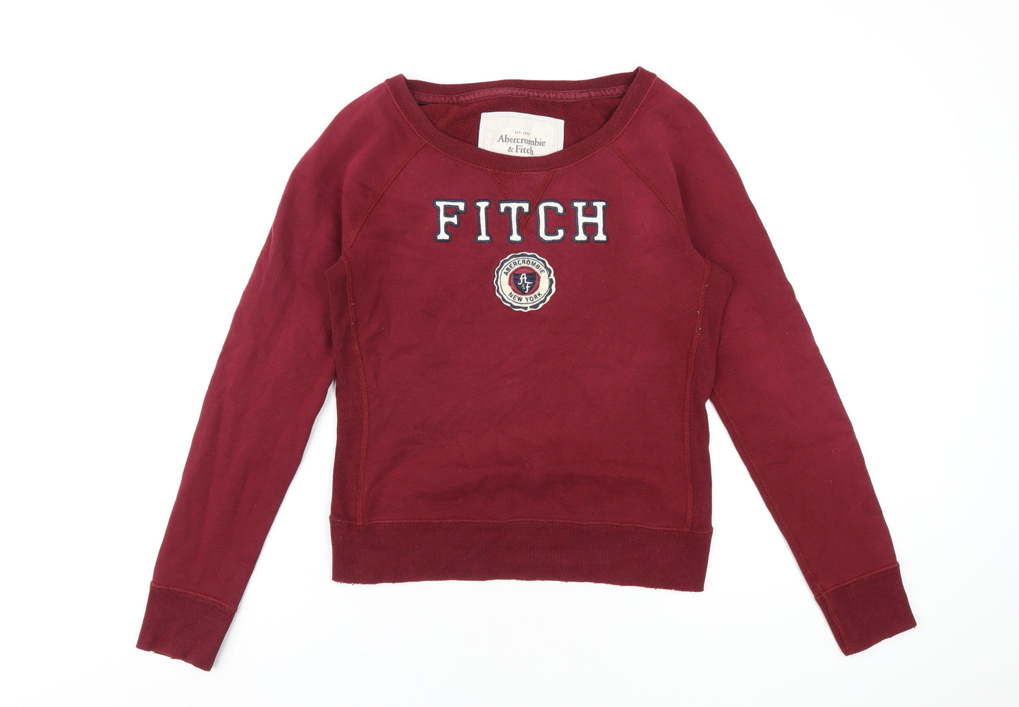 Abercrombie & Fitch Womens Red Cotton Pullover Sweatshirt Size M Pullover