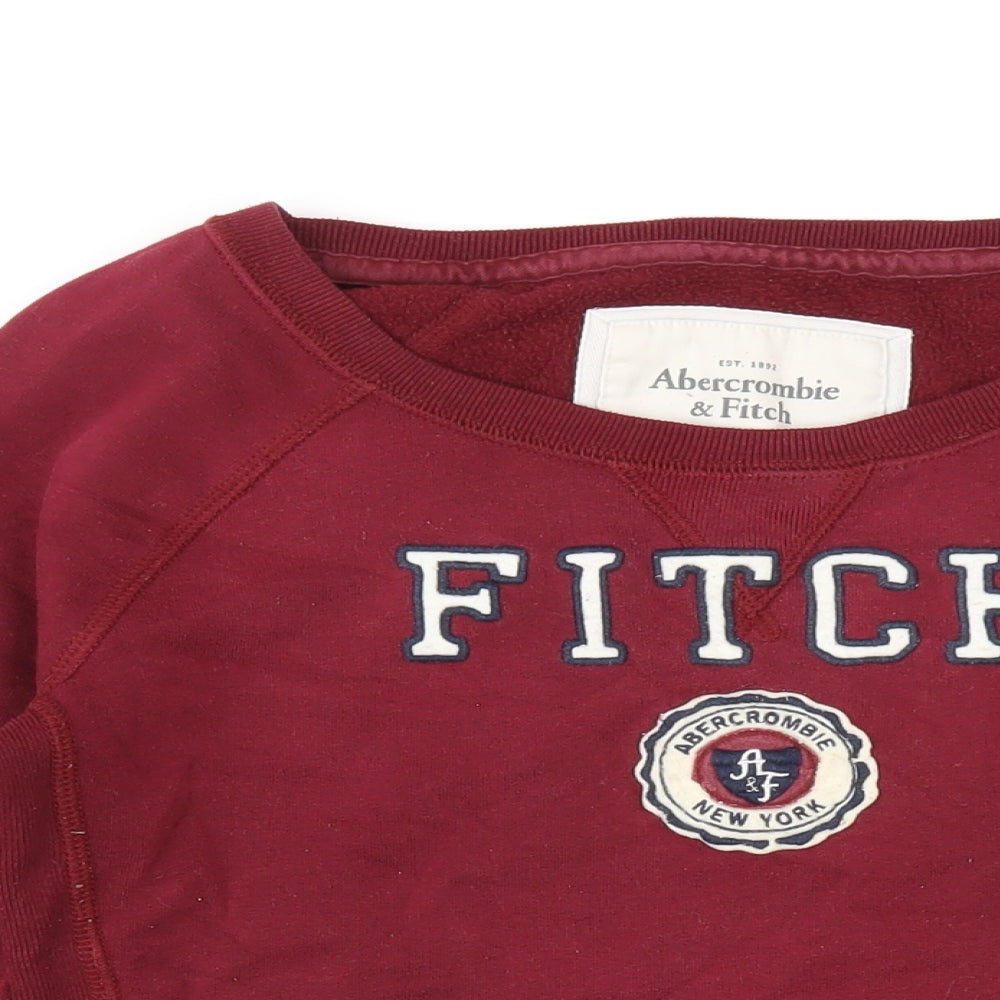 Abercrombie & Fitch Womens Red Cotton Pullover Sweatshirt Size M Pullover