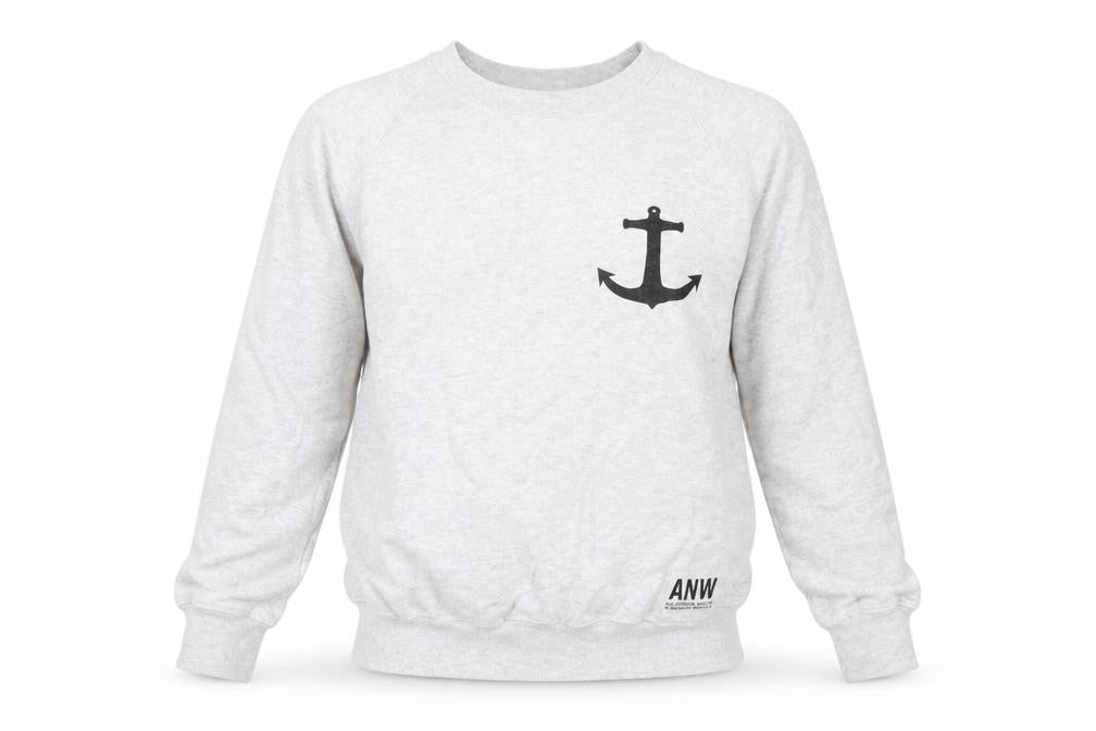 Front view of And Then Wee women’s grey cotton pullover sweatshirt, size S, pullover