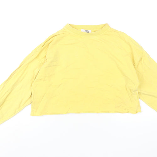 Pull&Bear Womens Yellow Cotton Pullover Sweatshirt Size M Pullover