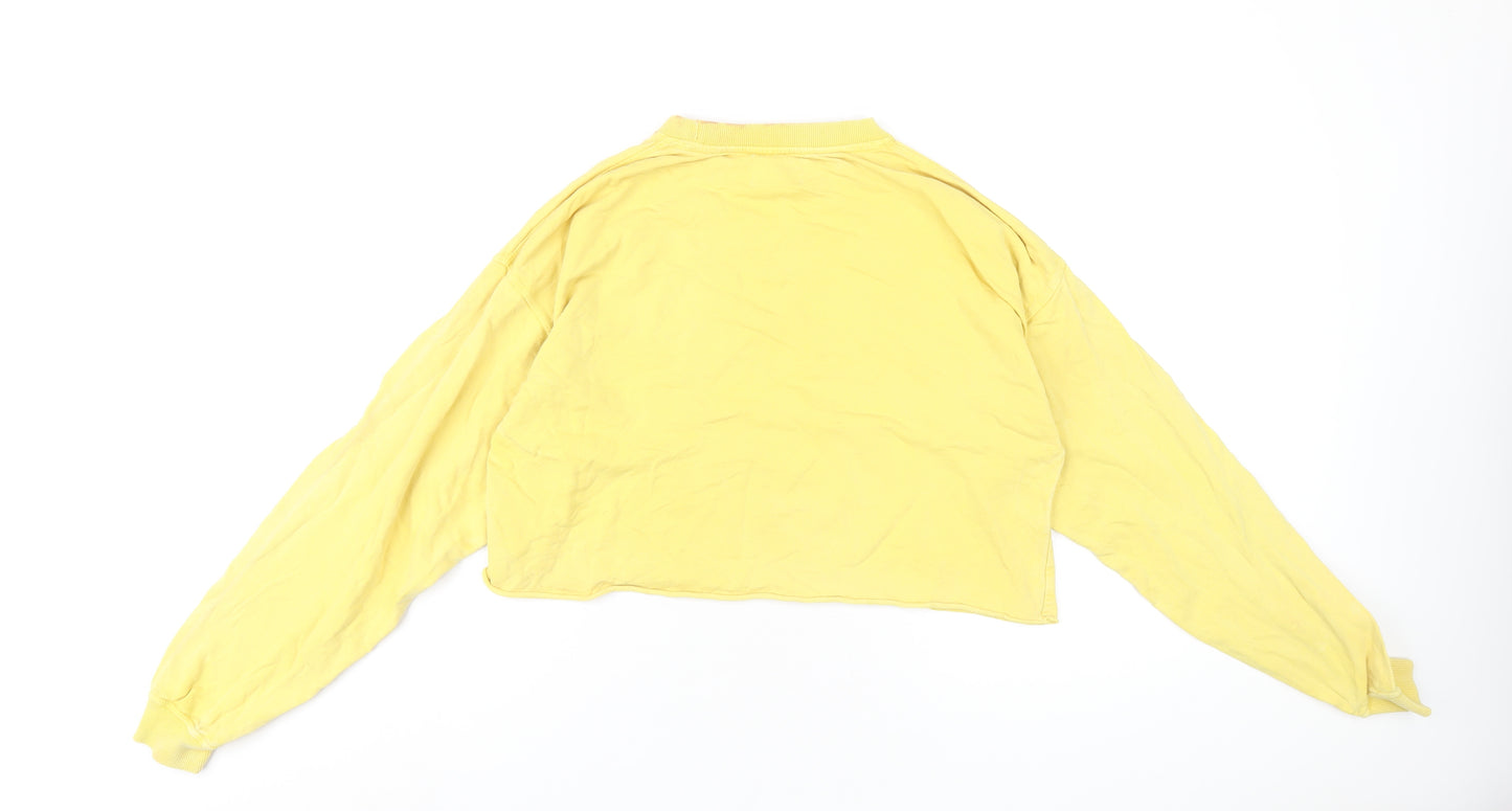 Pull&Bear Womens Yellow Cotton Pullover Sweatshirt Size M Pullover