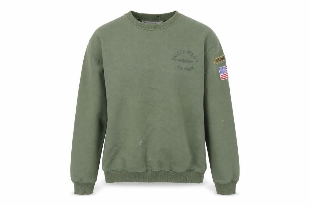 Front view of Topshop women’s green cotton pullover sweatshirt, size S, pullover