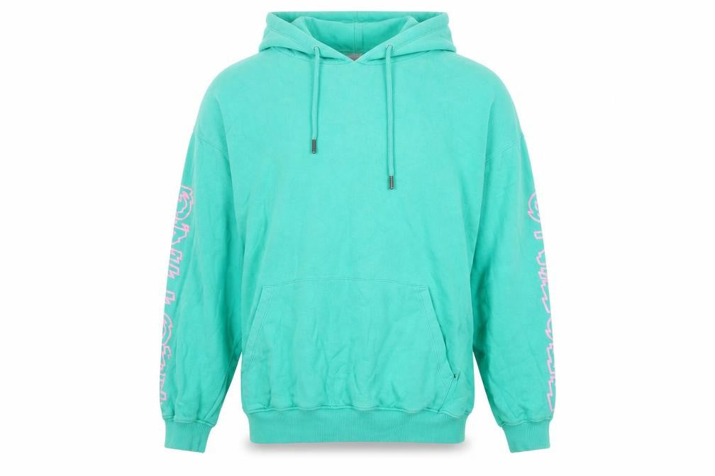 Front view of ASOS men’s green cotton pullover hoodie, size XL