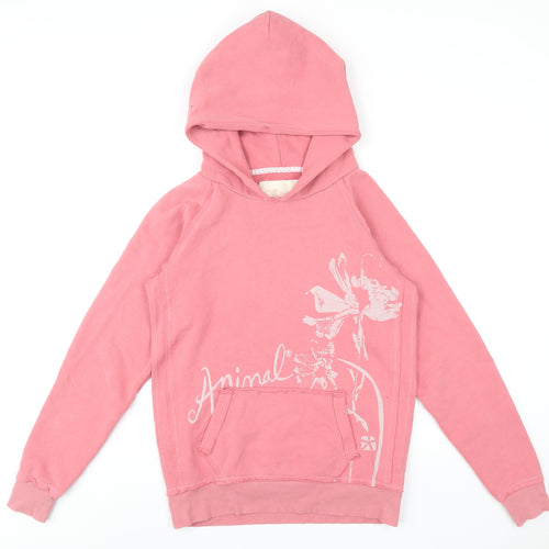 Animal Womens Pink Cotton Pullover Hoodie Size 12 Pullover