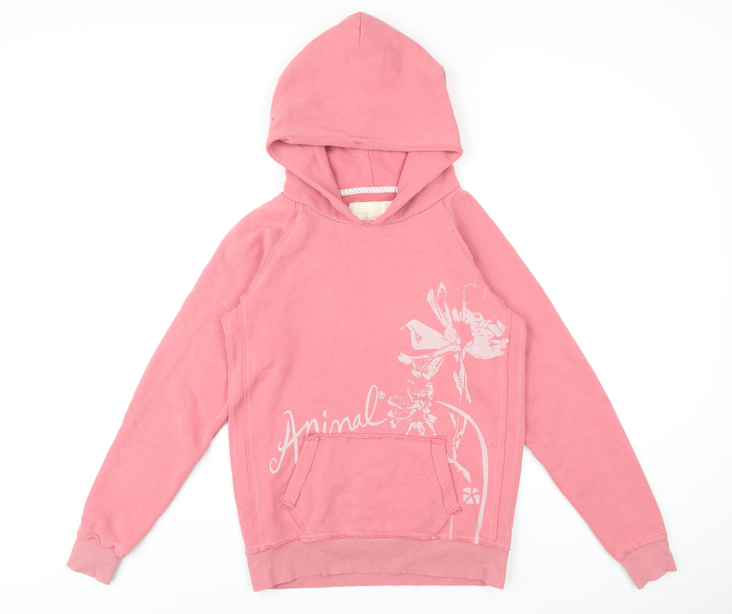 Animal Womens Pink Cotton Pullover Hoodie Size 12 Pullover