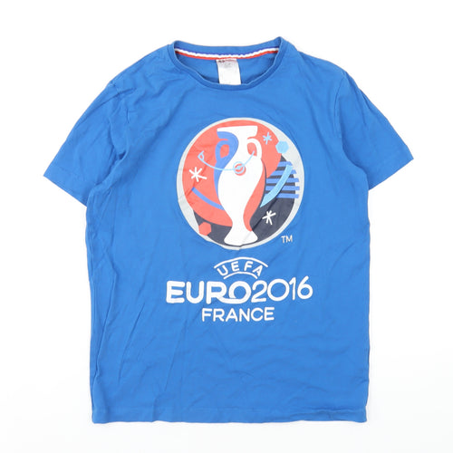 Euro 2016 Boys Blue Cotton Basic T-Shirt Size S Round Neck Pullover - Euro 2016 France