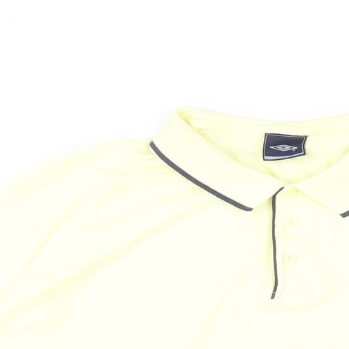 Umbro Mens Yellow Polyester Polo Size 2XL Collared Button