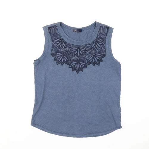 Gap Womens Blue Cotton Basic Tank Size M Round Neck