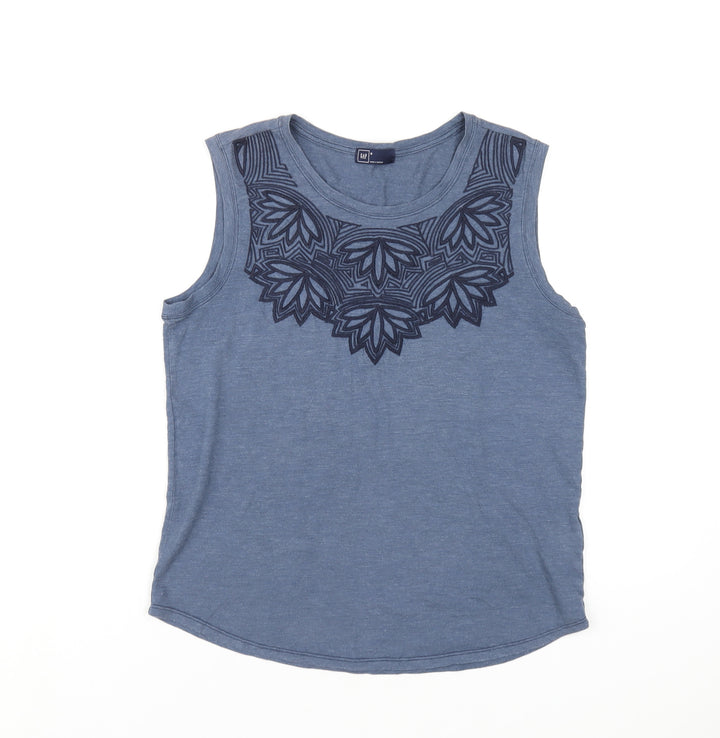 Gap Womens Blue Cotton Basic Tank Size M Round Neck