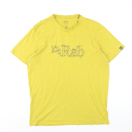 RAB Mens Yellow Cotton T-Shirt Size L Round Neck