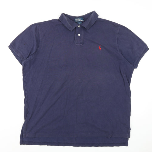 Polo Ralph Lauren Mens Blue Cotton Polo Size 2XL Collared Button