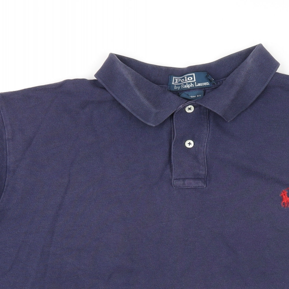 Polo Ralph Lauren Mens Blue Cotton Polo Size 2XL Collared Button