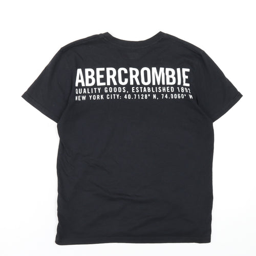 Abercrombie & Fitch Boys Black Cotton Basic T-Shirt Size 13-14 Years Round Neck Pullover