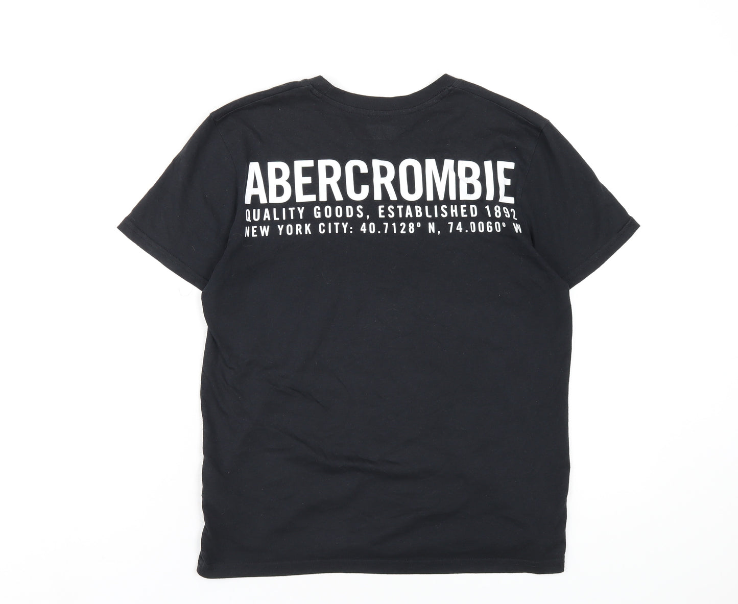 Abercrombie & Fitch Boys Black Cotton Basic T-Shirt Size 13-14 Years Round Neck Pullover