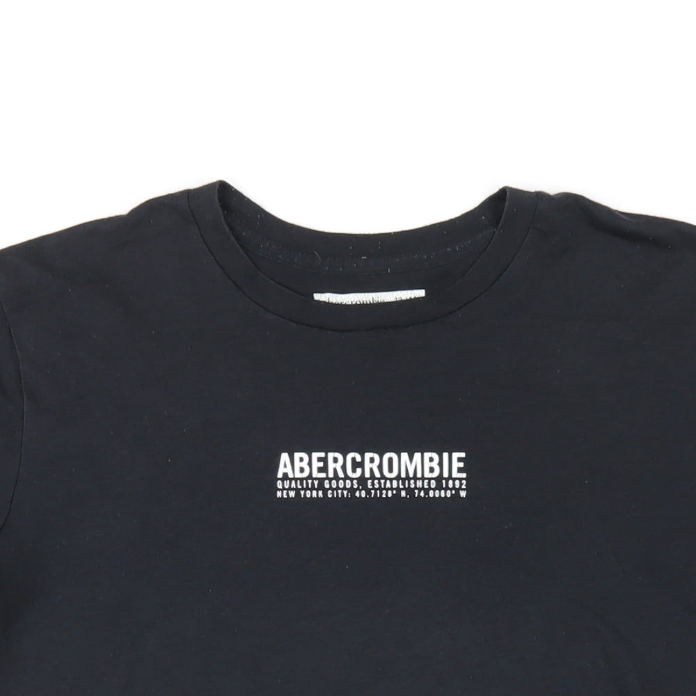 Abercrombie & Fitch Boys Black Cotton Basic T-Shirt Size 13-14 Years Round Neck Pullover