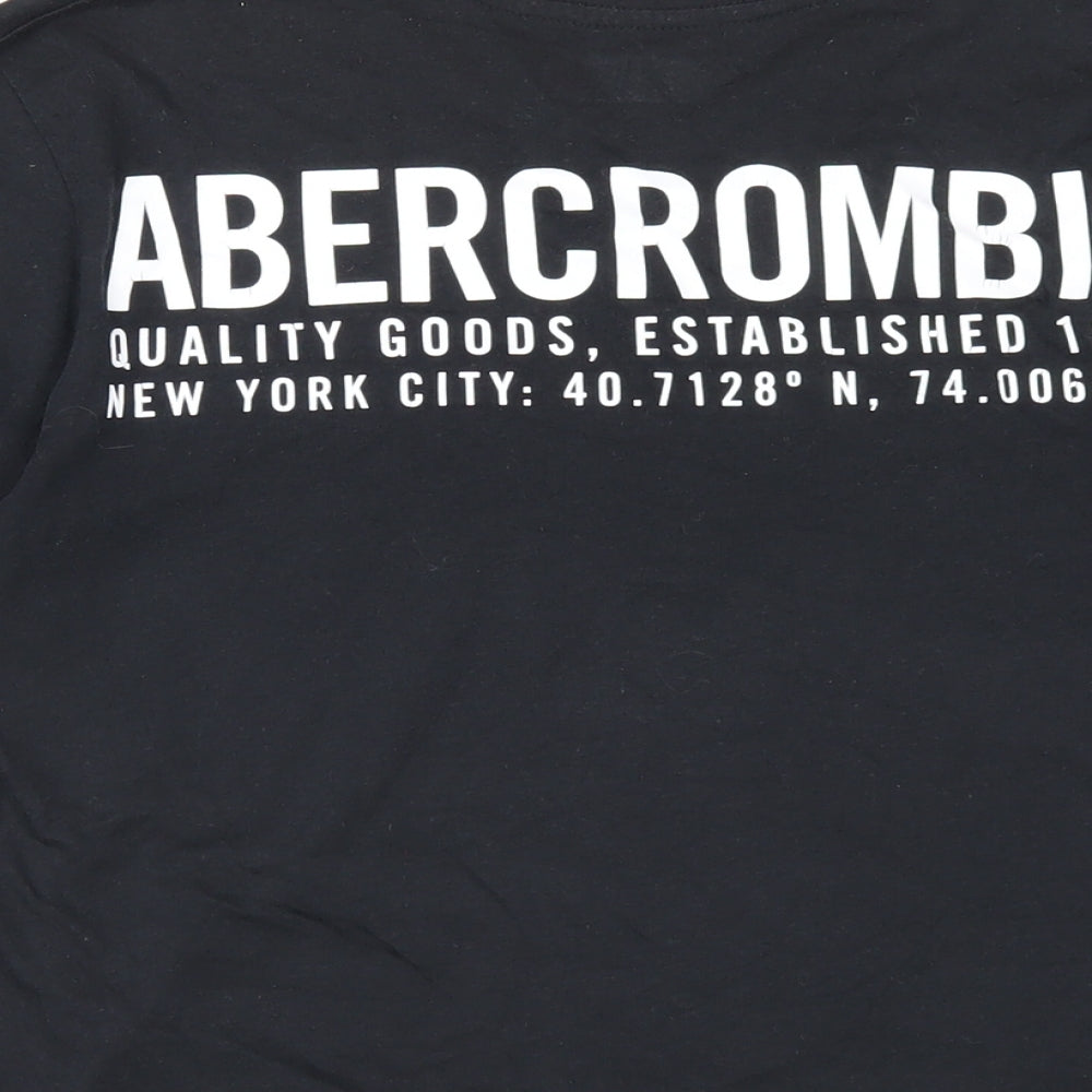 Abercrombie & Fitch Boys Black Cotton Basic T-Shirt Size 13-14 Years Round Neck Pullover