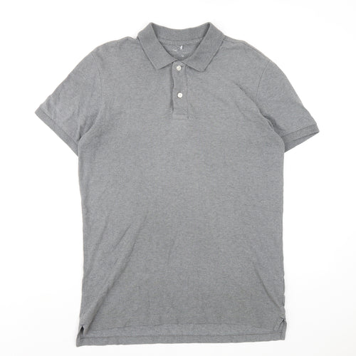 Gap Mens Grey Cotton Polo Size M Collared Button