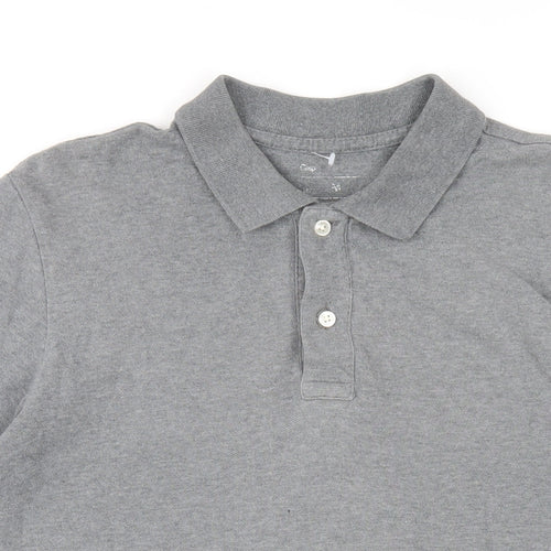 Gap Mens Grey Cotton Polo Size M Collared Button