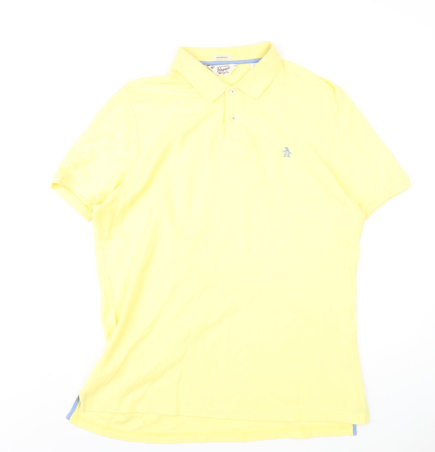 Original Penguin Mens Yellow Cotton Polo Size L Collared Button