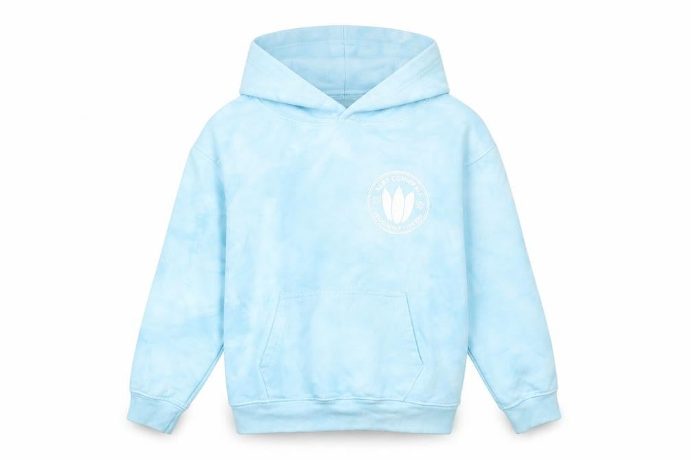 Front view of Barrel Rock boys’ blue cotton full zip hoodie, size M, pullover