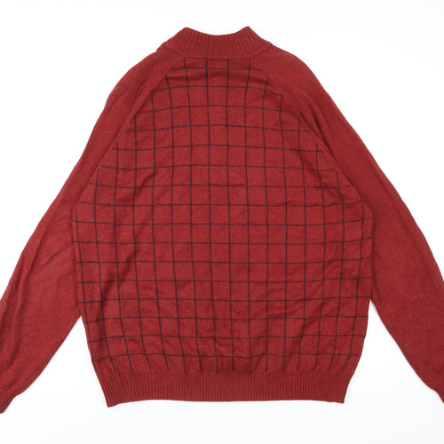 Ashworth Mens Red Check Cotton Pullover Sweatshirt Size L