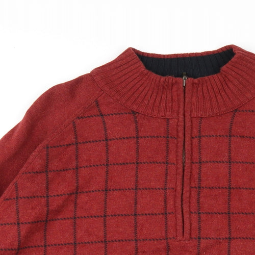 Ashworth Mens Red Check Cotton Pullover Sweatshirt Size L