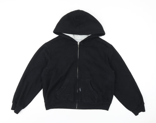 Hollister Womens Black Cotton Full Zip Hoodie Size S Zip