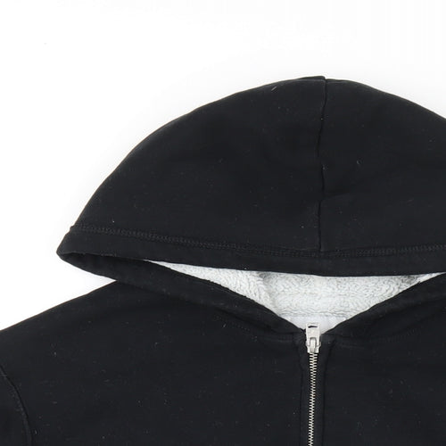 Hollister Womens Black Cotton Full Zip Hoodie Size S Zip