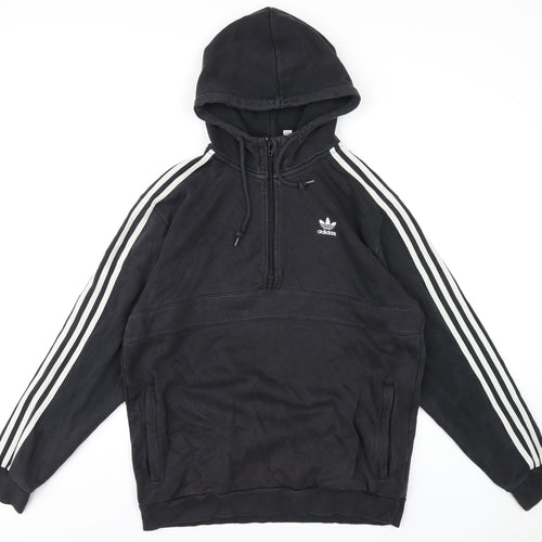 adidas Mens Black Cotton Pullover Hoodie Size M