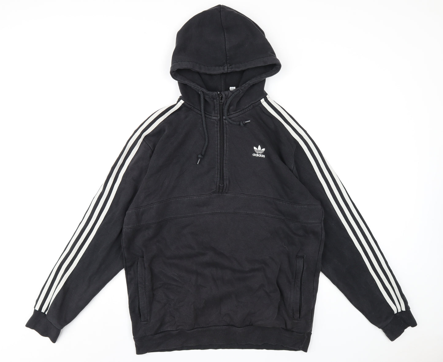 adidas Mens Black Cotton Pullover Hoodie Size M