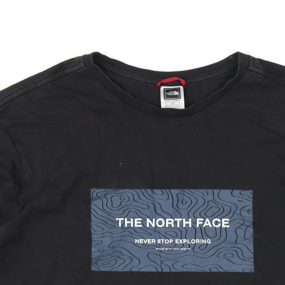 The North Face Mens Black Cotton T-Shirt Size L Round Neck