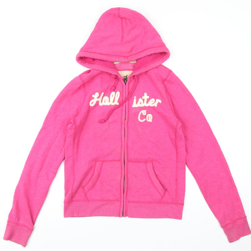 Hollister Womens Pink Cotton Full Zip Hoodie Size L Zip