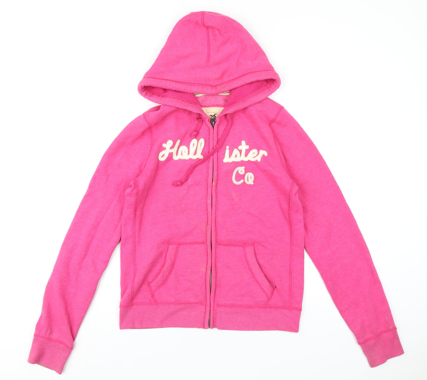 Hollister Womens Pink Cotton Full Zip Hoodie Size L Zip