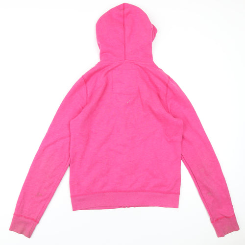 Hollister Womens Pink Cotton Full Zip Hoodie Size L Zip