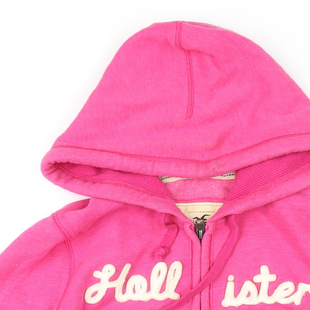 Hollister Womens Pink Cotton Full Zip Hoodie Size L Zip